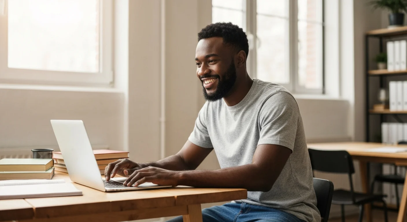 A learner studying on a laptop